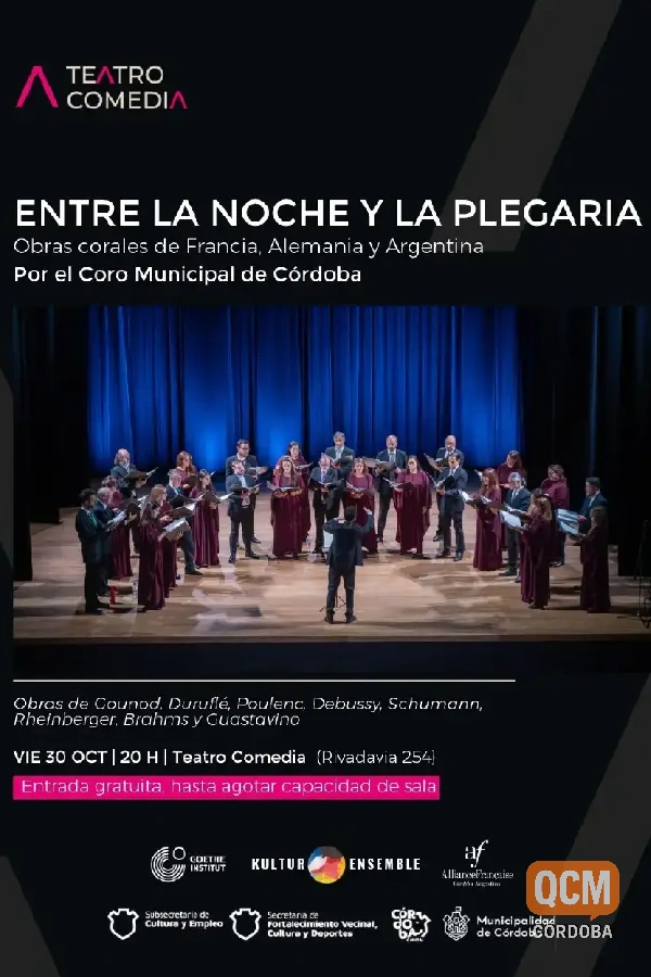 Afiche: Entre la Noche y la Plegaria – Coro Municipal de Córdoba