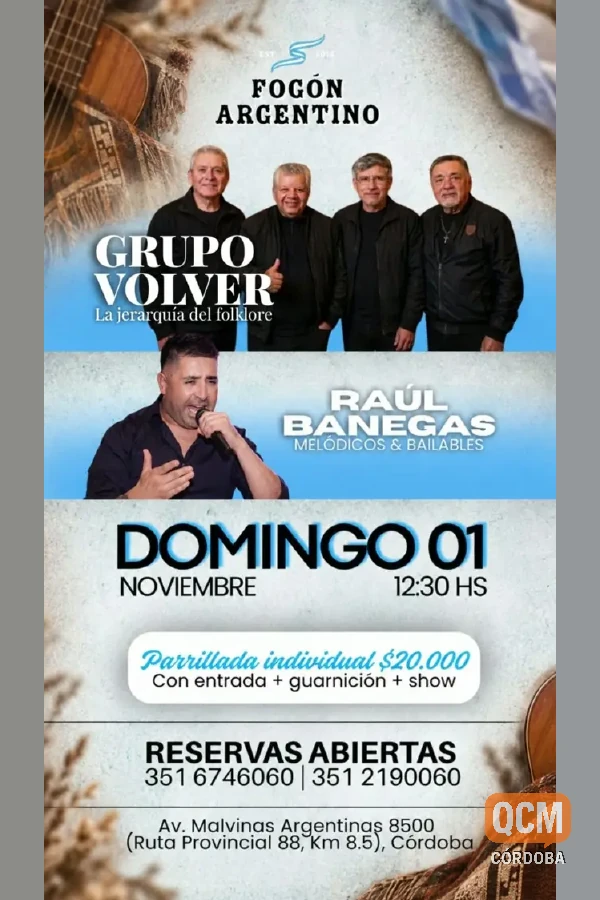 Afiche: Grupo Volver + Raúl Banegas en Fogón Argentino